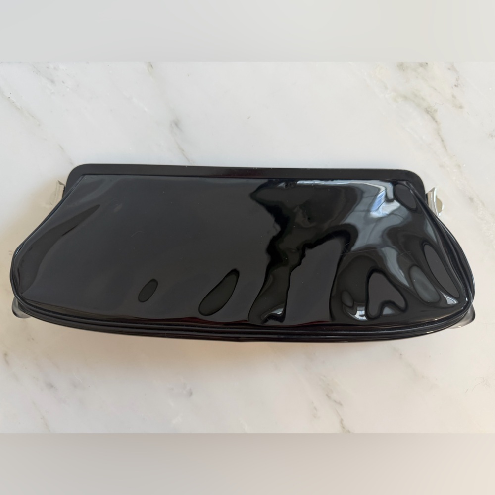 Garay Vintage Black Patent Leather Silver Hardware Clutch Purse Formal Evening